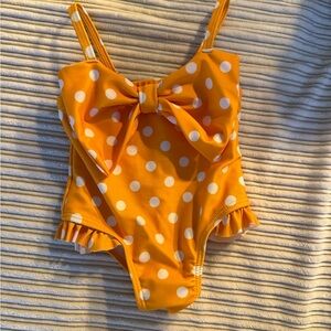 Orange Polka Dot Swimsuit with Bow
